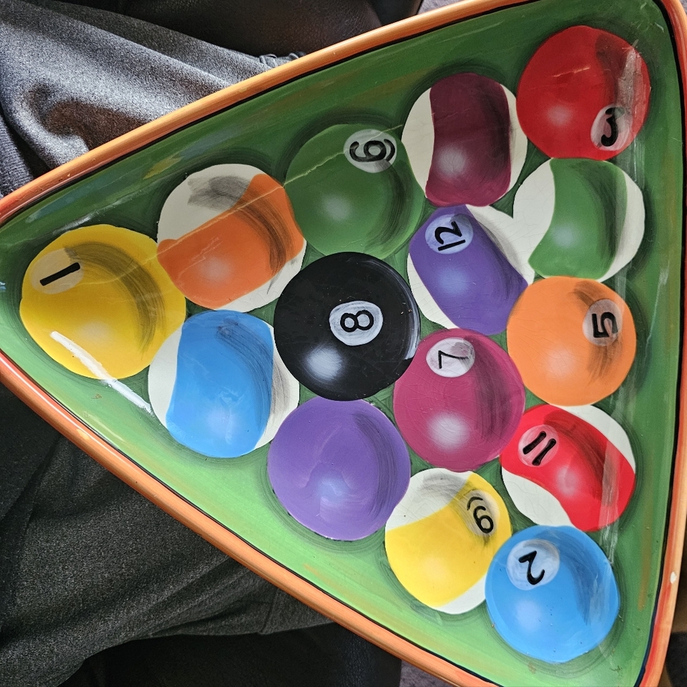 CLAY ART Rack ‘Em Up Pool Table Appetizer Platter - Picture 2 of 5